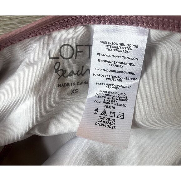 Loft One Piece Bathing Suit XS Beach Strapless Cutout Tie Tummy Control Pink - Picture 5 of 5